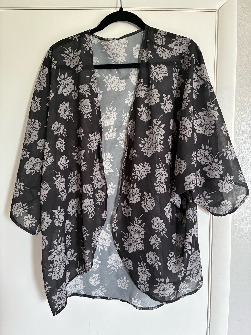 Sheer Black Kimono Cardigan Goth Whimsigoth & Flowers